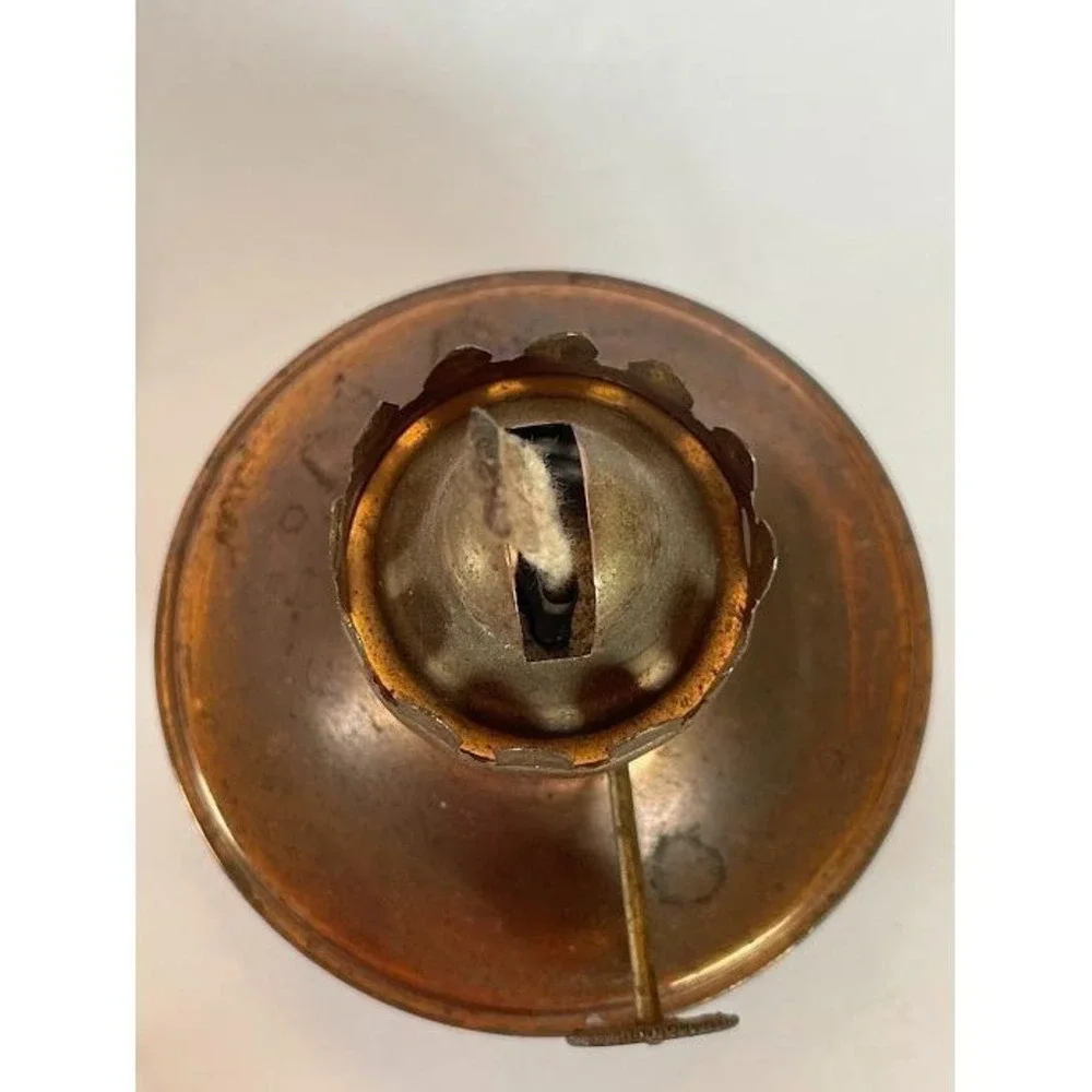 Vintage Brass Miniature Finger‎ Oil Lamp with Clear Glass Hurricane Chimney